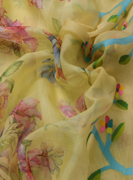 Yellow Organza Silk Saree