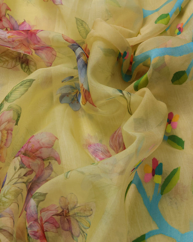 Yellow Organza Silk Saree