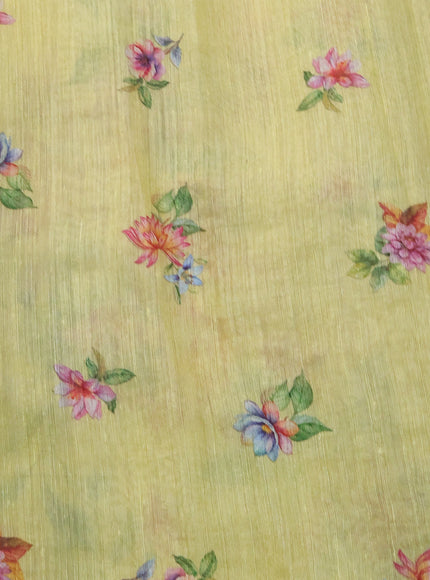 Yellow Organza Silk Saree