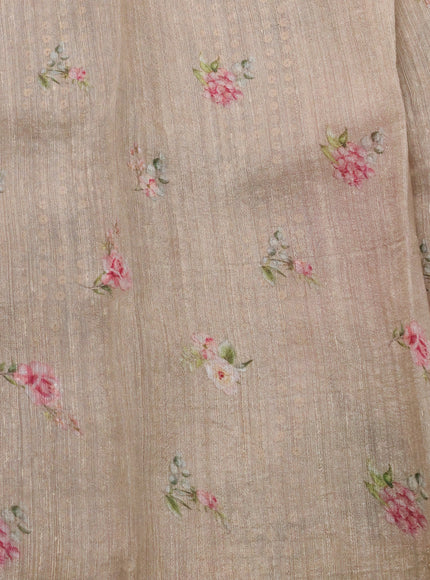 Beige Muslin Organza Silk Saree With Digital Prints