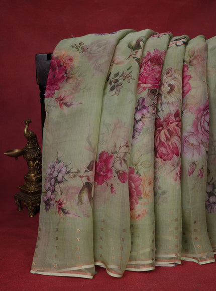 Pista Green Organza Silk Saree