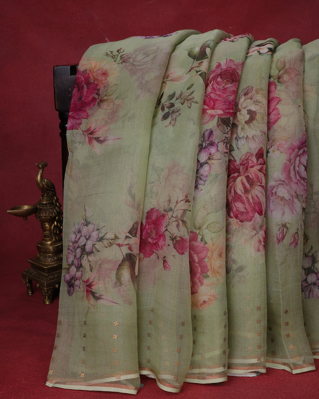 Pista Green Organza Silk Saree