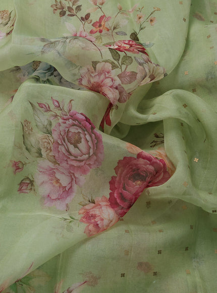 Pista Green Organza Silk Saree