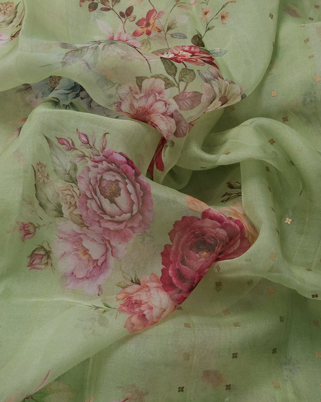 Pista Green Organza Silk Saree