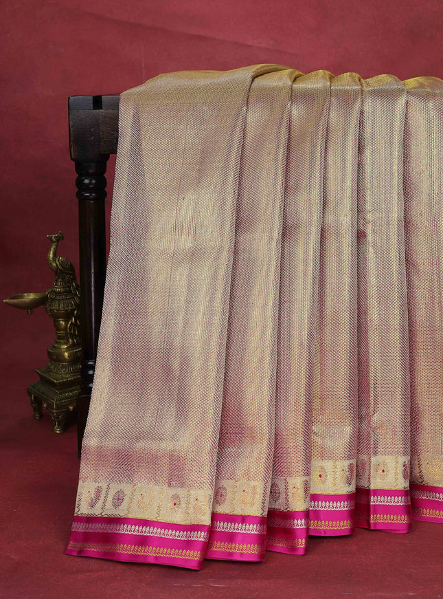 Gold-Pink Kanchipuram Tissue Silk Saree