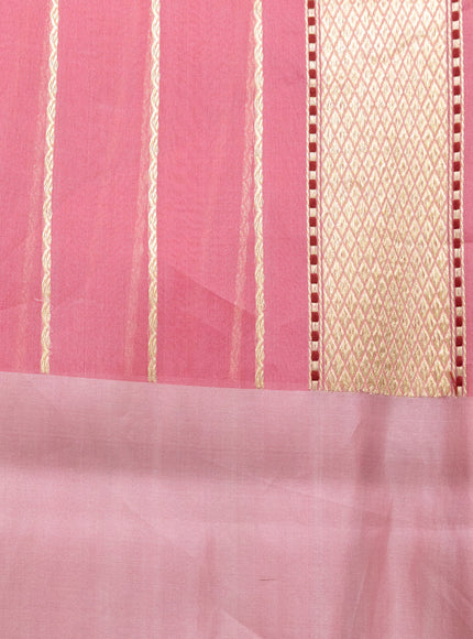 Peach Pink Banarasi Kora Saree