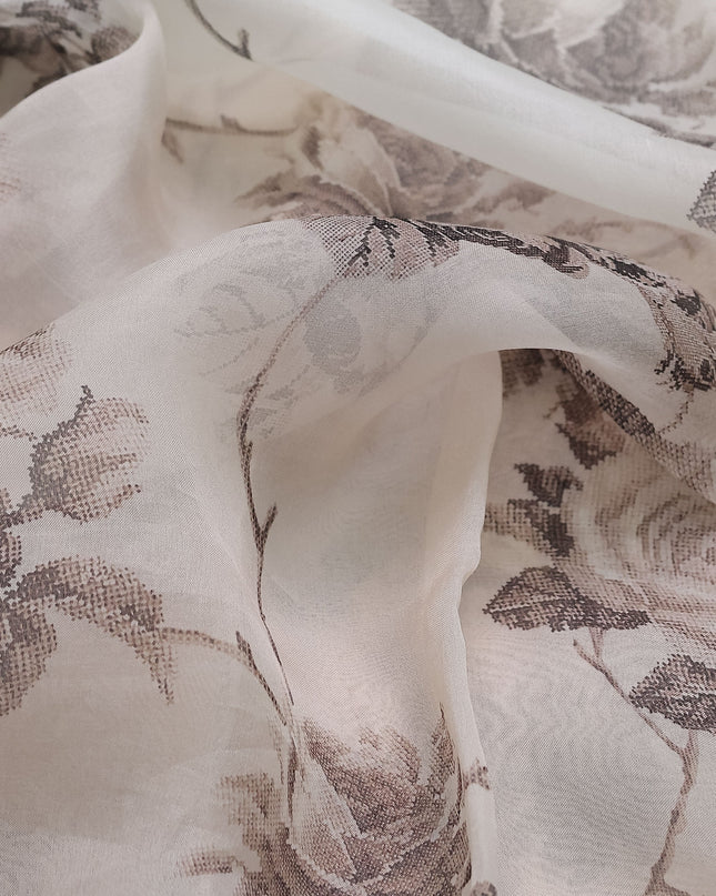 Beige Organza Silk Saree