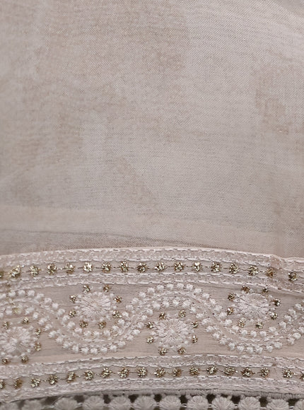 Beige Organza Silk Saree