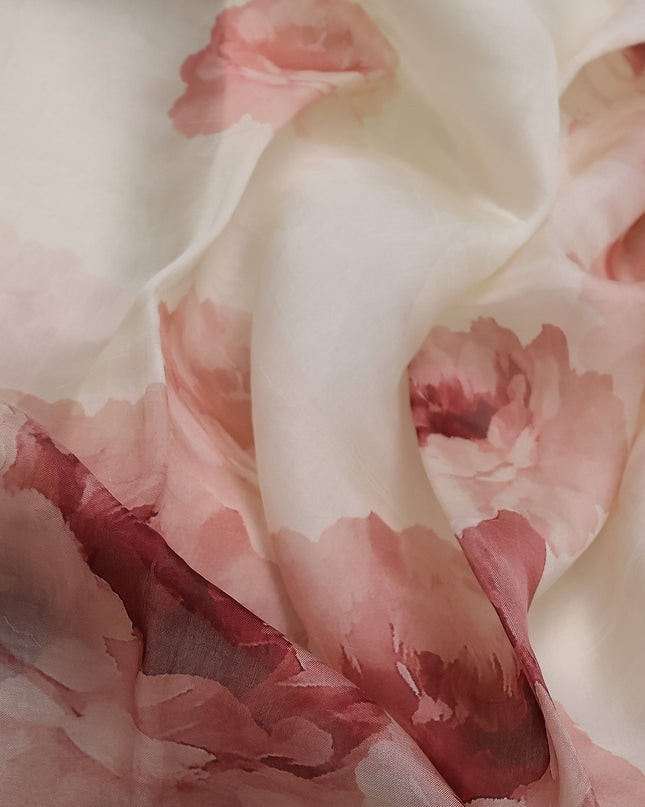 Cream Organza Silk Saree