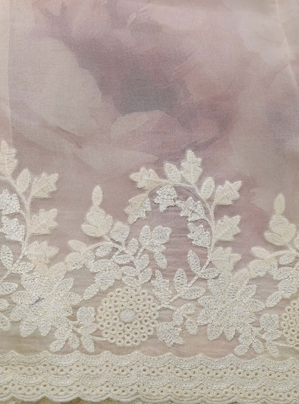 Cream Organza Silk Saree