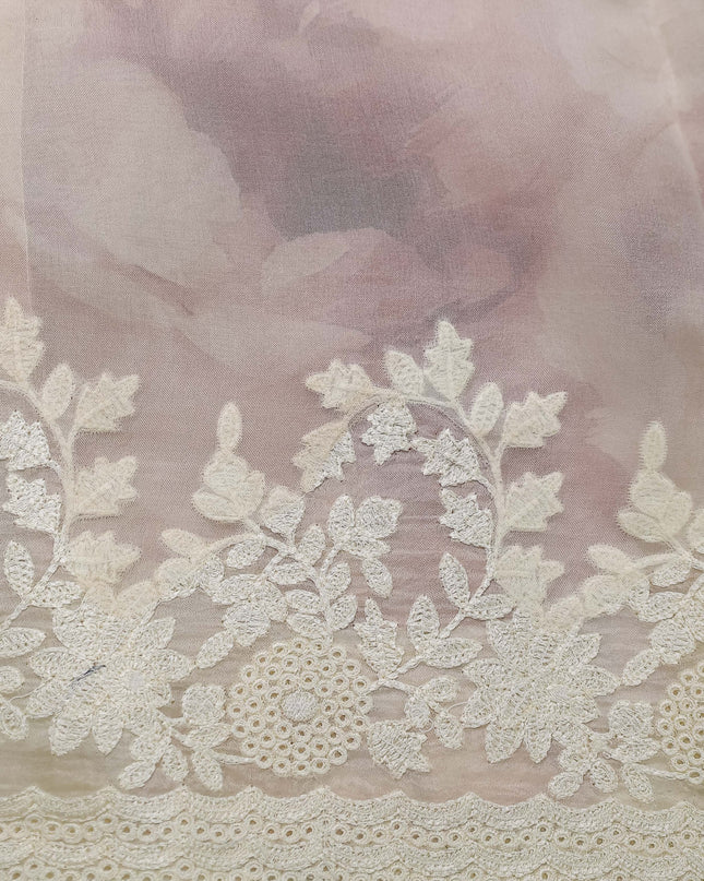 Cream Organza Silk Saree
