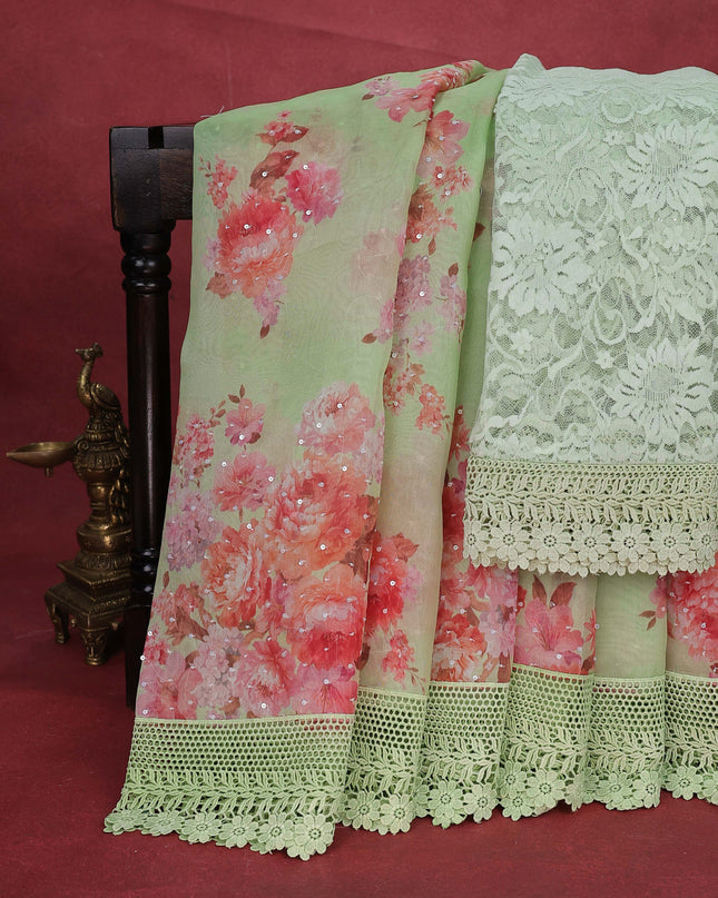 Pista Green Organza Silk Saree