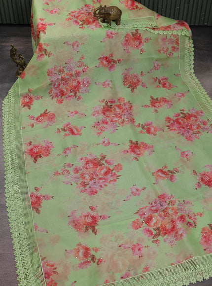 Pista Green Organza Silk Saree