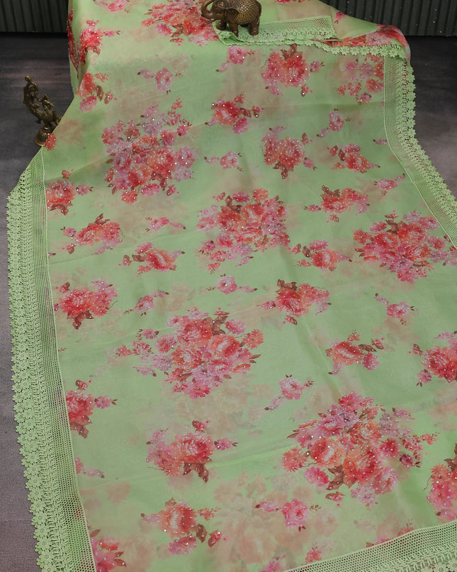 Pista Green Organza Silk Saree