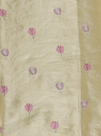 Pale Yellow Organza Silk Saree