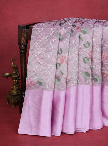 Mild Lavender Organza Silk Saree