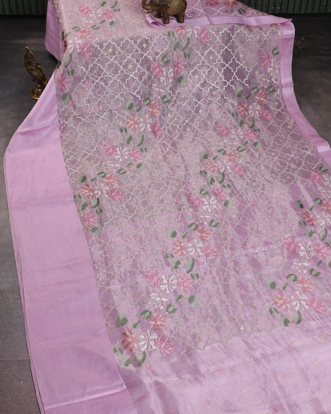 Mild Lavender Organza Silk Saree