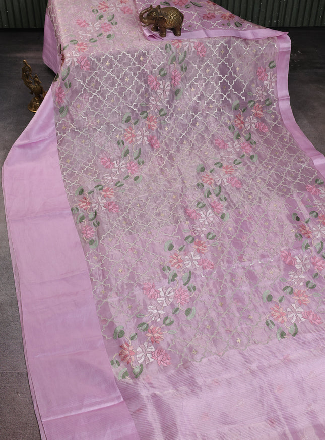 Mild Lavender Organza Silk Saree