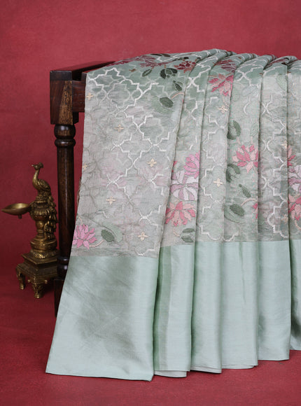 Pastel Green Organza Silk Saree