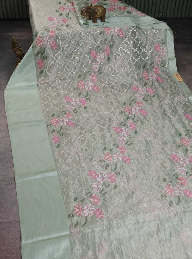 Pastel Green Organza Silk Saree