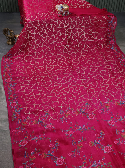 Pink Organza Silk Saree