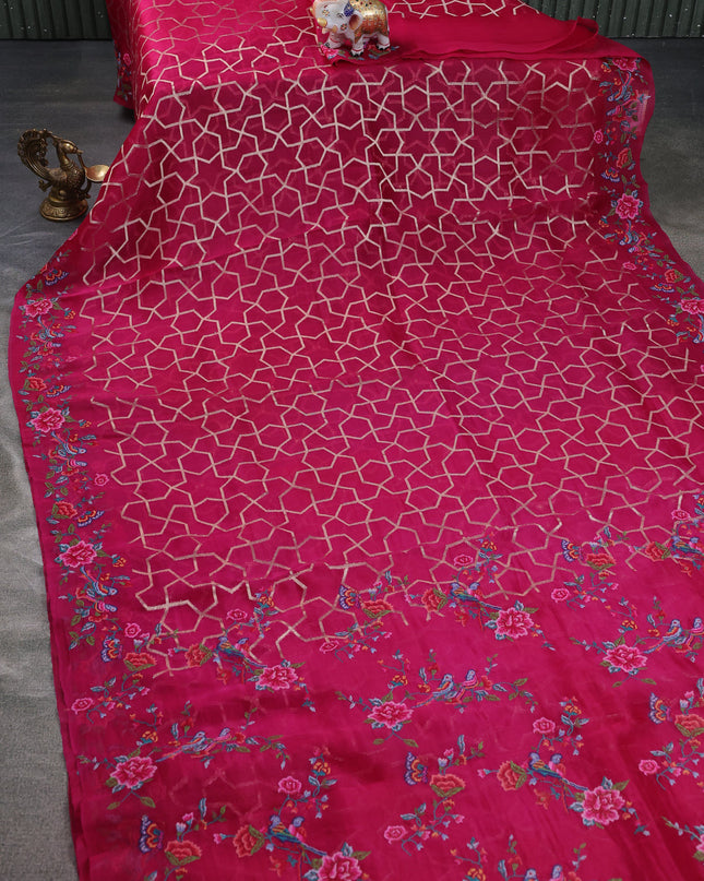 Pink Organza Silk Saree