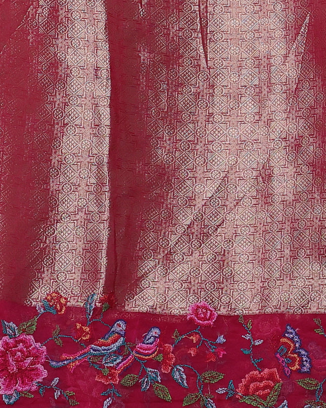 Pink Organza Silk Saree