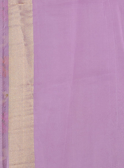 Lavender Banarasi Kora Silk Saree