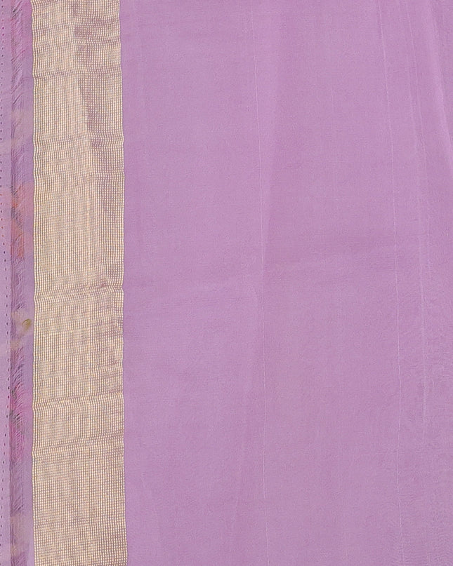 Lavender Banarasi Kora Silk Saree