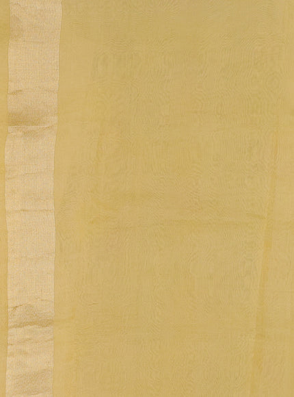 Pale Yellow Banarasi Kora Silk Saree