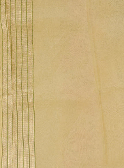 Pale Yellow Banarasi Kora Silk Saree
