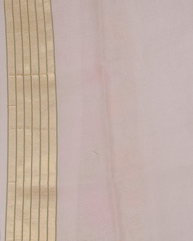 Cream Banarasi Kora Silk Saree