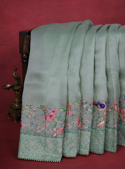 Pastel Green Organza Silk Saree