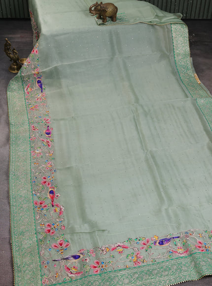 Pastel Green Organza Silk Saree