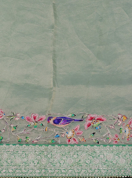 Pastel Green Organza Silk Saree