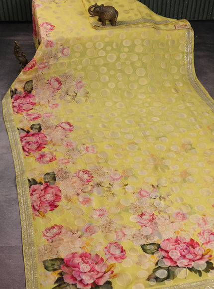Yellow Organza Silk Saree