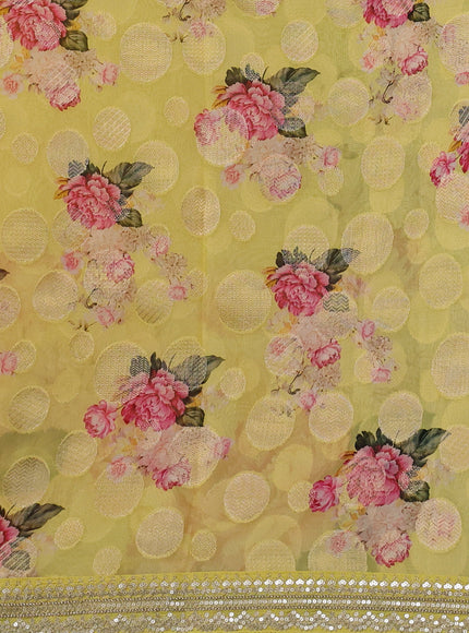 Yellow Organza Silk Saree