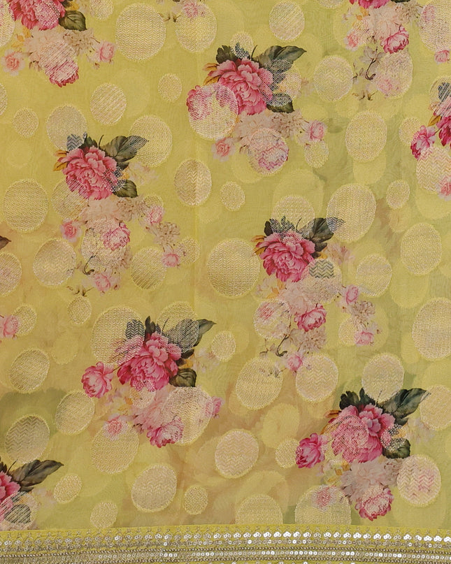 Yellow Organza Silk Saree