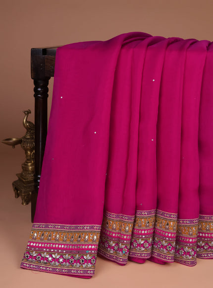 Pink Organza Silk Saree - Embroidery Readymade Blouse