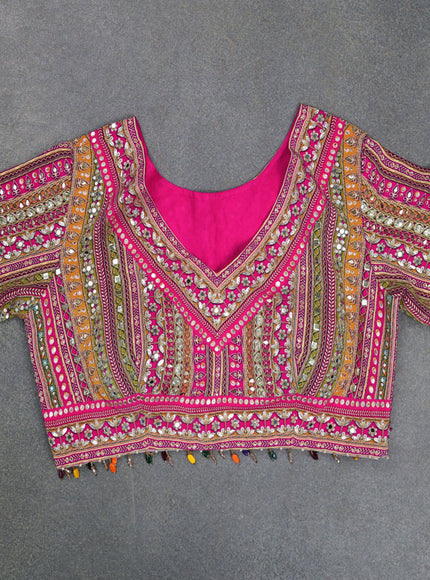 Pink Organza Silk Saree - Embroidery Readymade Blouse