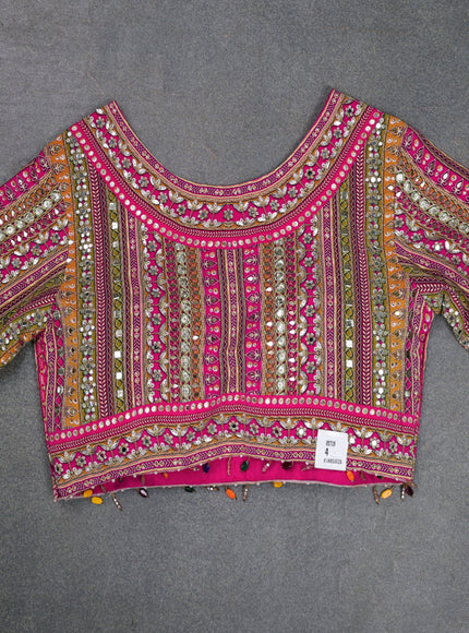 Pink Organza Silk Saree - Embroidery Readymade Blouse