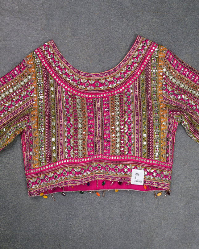 Pink Organza Silk Saree - Embroidery Readymade Blouse