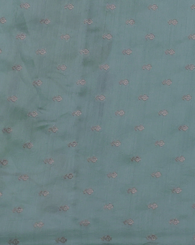 Teal Blue Organza Hand Painted Silk Saree