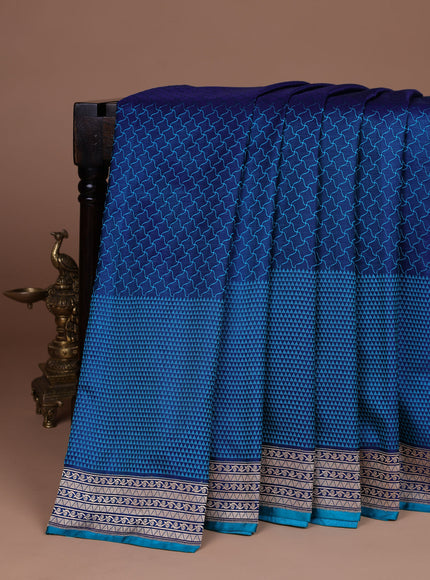 Peacock Blue Banarasi Tanshoi Silk Saree