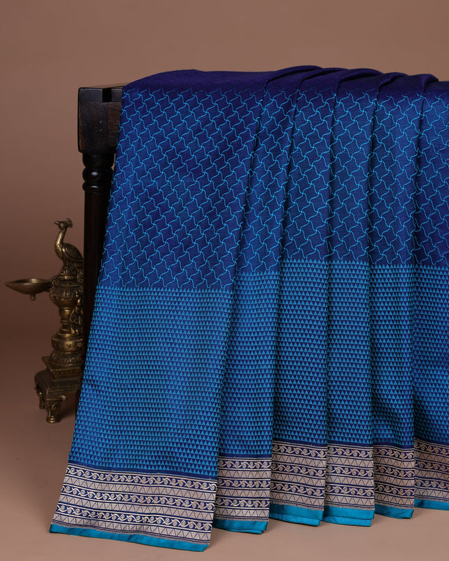 Peacock Blue Banarasi Tanshoi Silk Saree