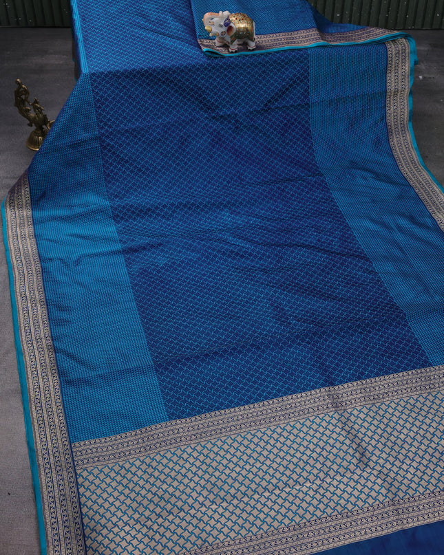 Peacock Blue Banarasi Tanshoi Silk Saree