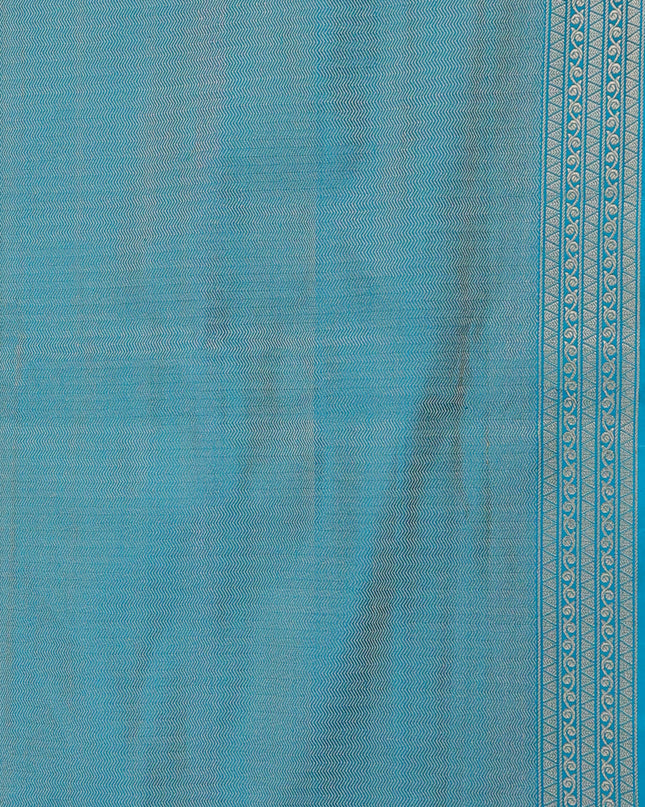 Peacock Blue Banarasi Tanshoi Silk Saree