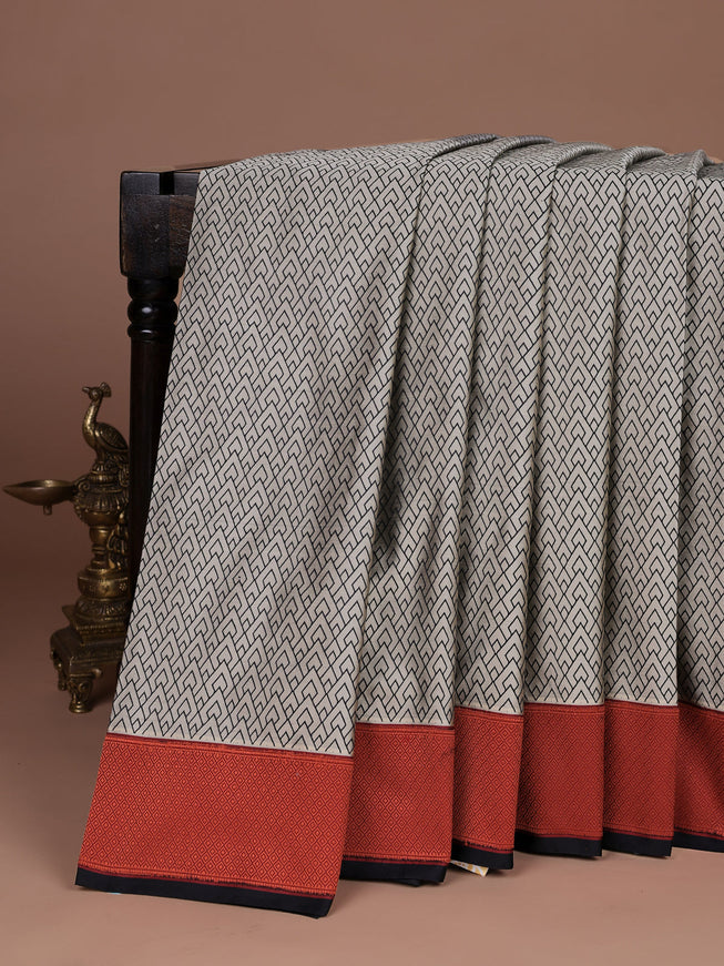 Beige - Maroon Banarasi Tanshoi Silk Saree