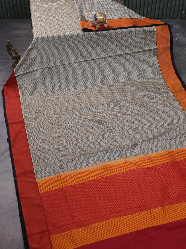 Beige - Maroon Banarasi Tanshoi Silk Saree