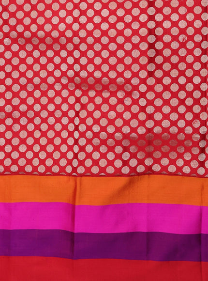 Blue - Red Banarasi Tanshoi Silk Saree